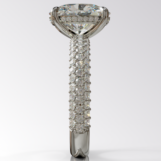3ct Oval Hidden Halo on Pavé Band