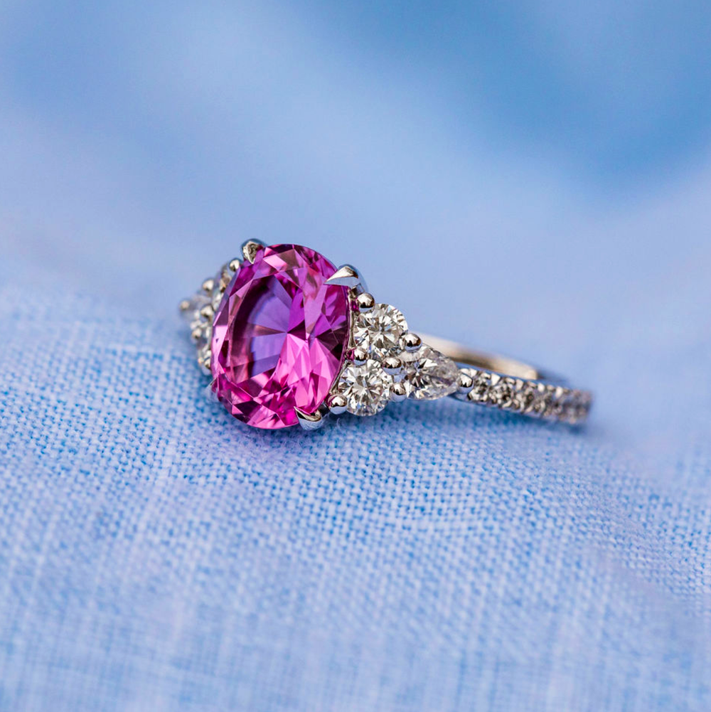 Pink Sapphire Ring with Diamond Accents