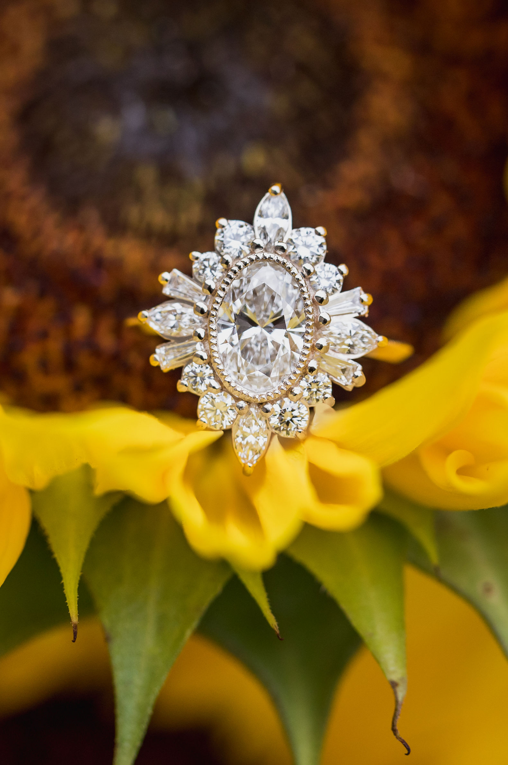 Oval Ring with Mixed Halo